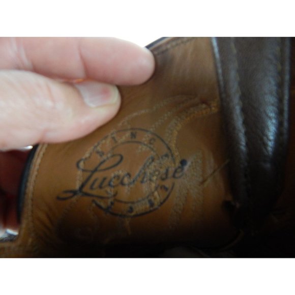 Lucchese Caiman Hornback Alligator Skin Boots Made in USA Brown Men\'s 8 ½ D67 main image 4